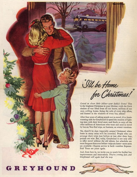 Vintage Christmas Greyhound Bus